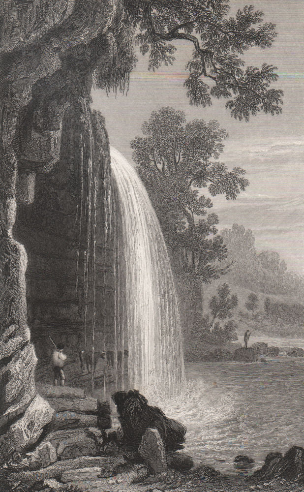 Upper fall of the Hepste, Brecknockshire, Wales, by Henry Gastineau 1835 print